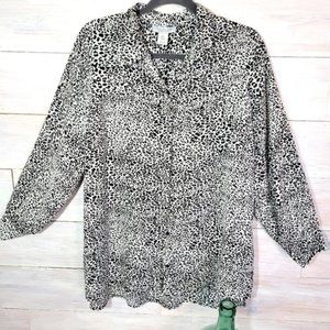 Blouse - RACHEL ZOE size 1X Leopard Print top  Polyester